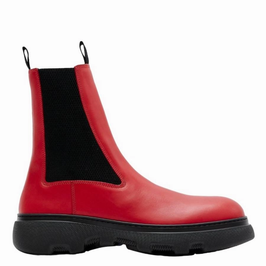 Brogue Detail Thermal Core Adventure Seeker Burberry Leather Creeper Chelsea Boots in Pillar