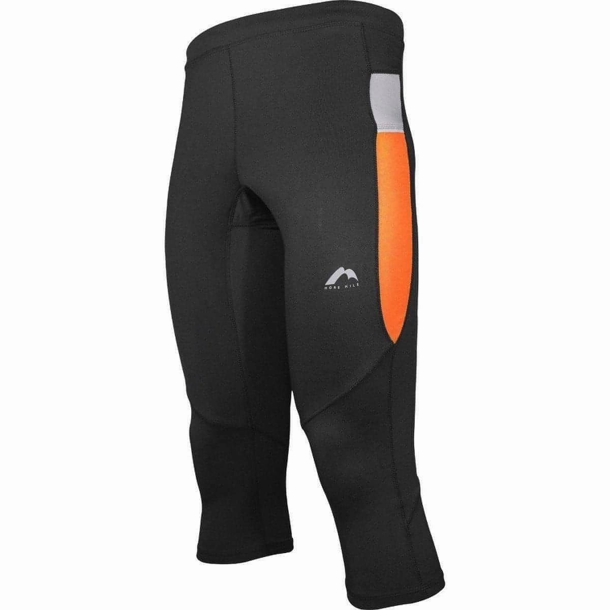 vivid color More Mile More-Tech Mens 3/4 Capri Running Tights - Black