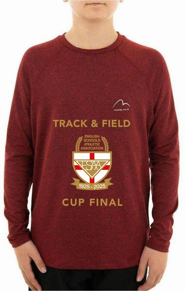 More Mile Train To Run ESAA Cup Final Long Sleeve Running Top - Red Quick Dry Material
