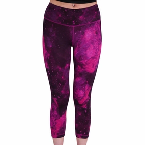 Fitness Lover Dance Studio Eco Friendly Luxury Choice More Mile Reversible Graphic Womens 3/4 Capri Running Tights - Pink