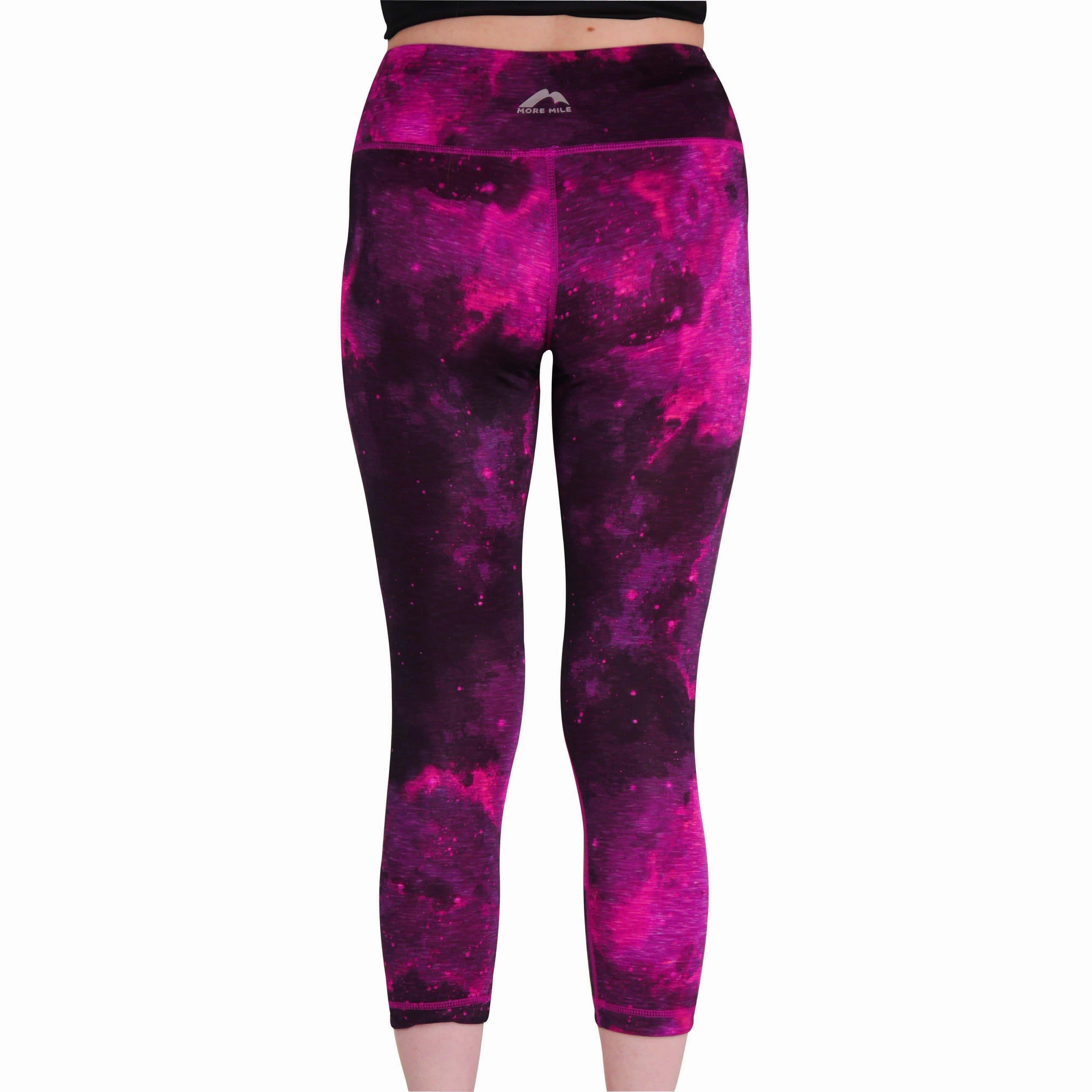 Chilly Comfort More Mile Reversible Graphic Womens 3/4 Capri Running Tights - Pink