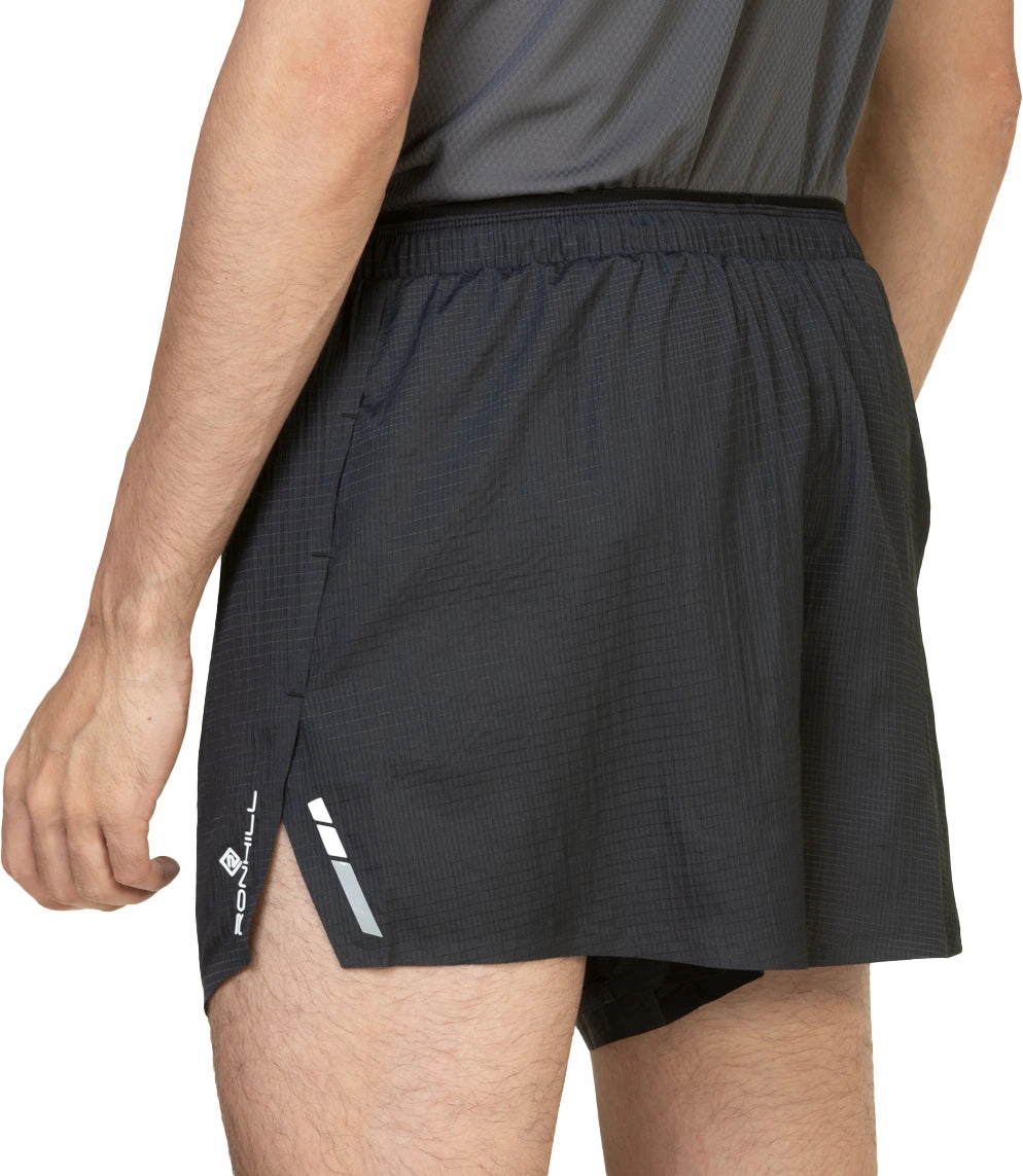 Ronhill Tech Race 5 Inch Mens Running Shorts - Black Odor Resistant Treatment Sleek Waistband