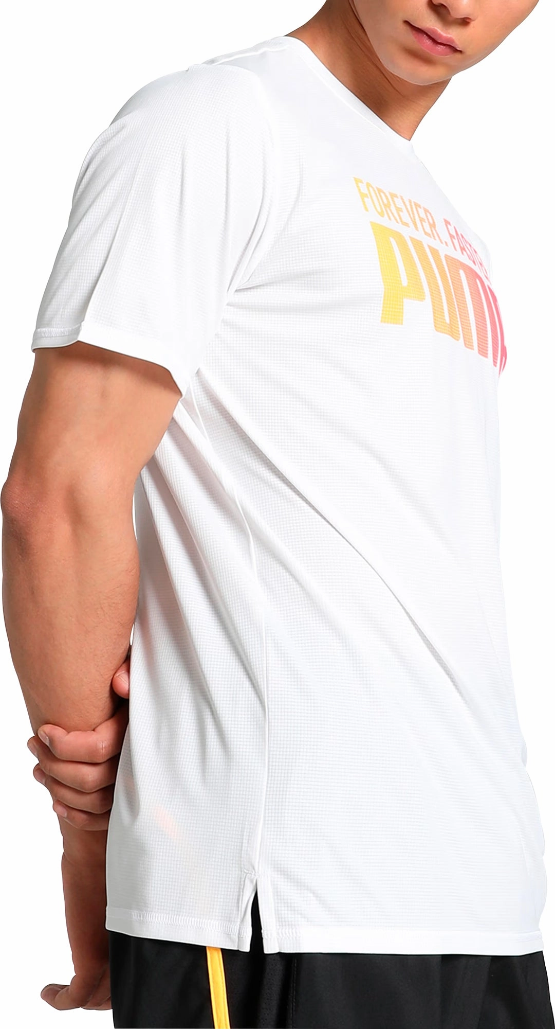 Puma Favourite Forever Faster Short Sleeve Mens Running Top - White Casual layering piece