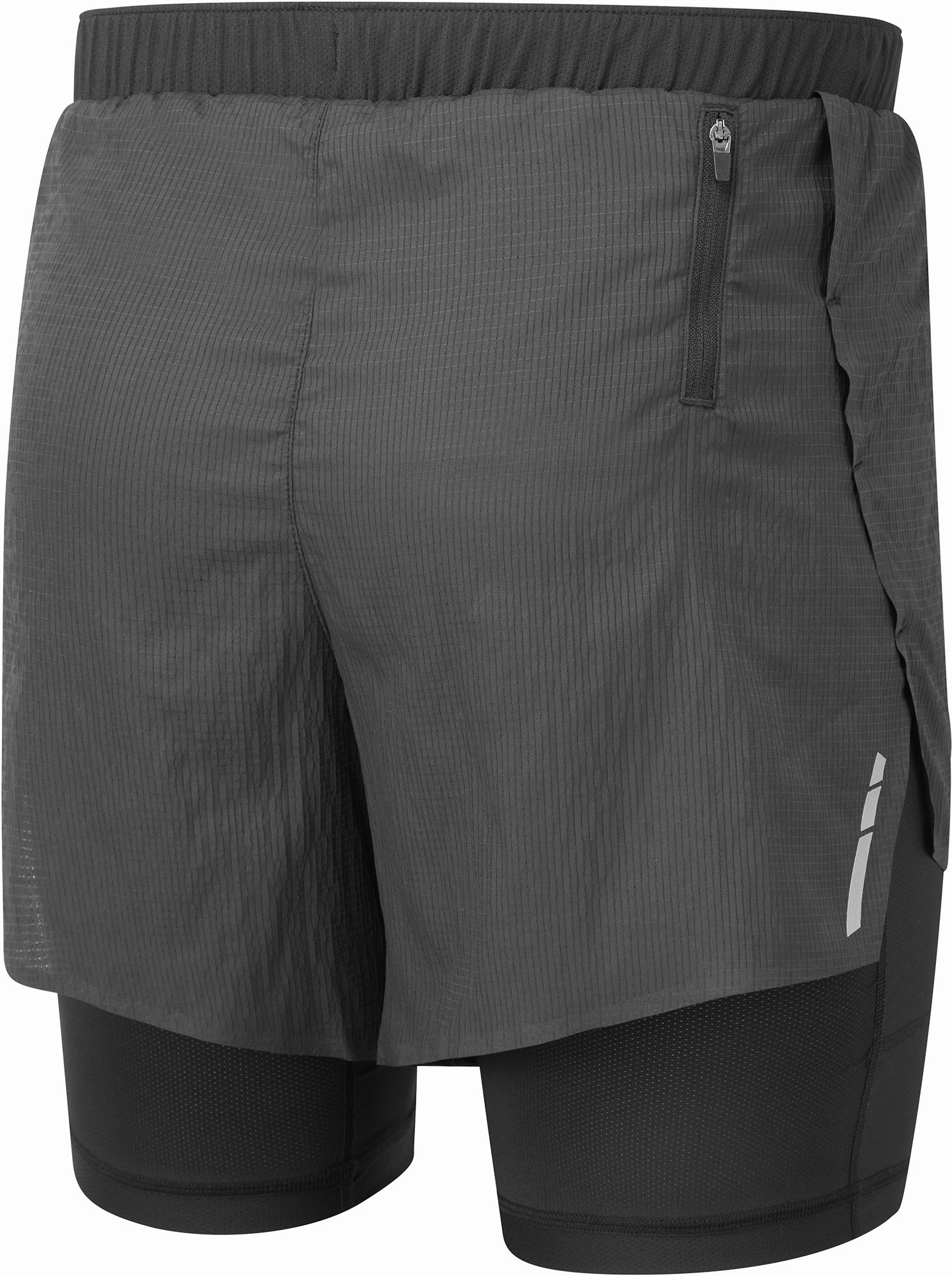 Relaxed Waistband construction work Ronhill Tech Race Twin 2 In 1 Mens Running Shorts - Black