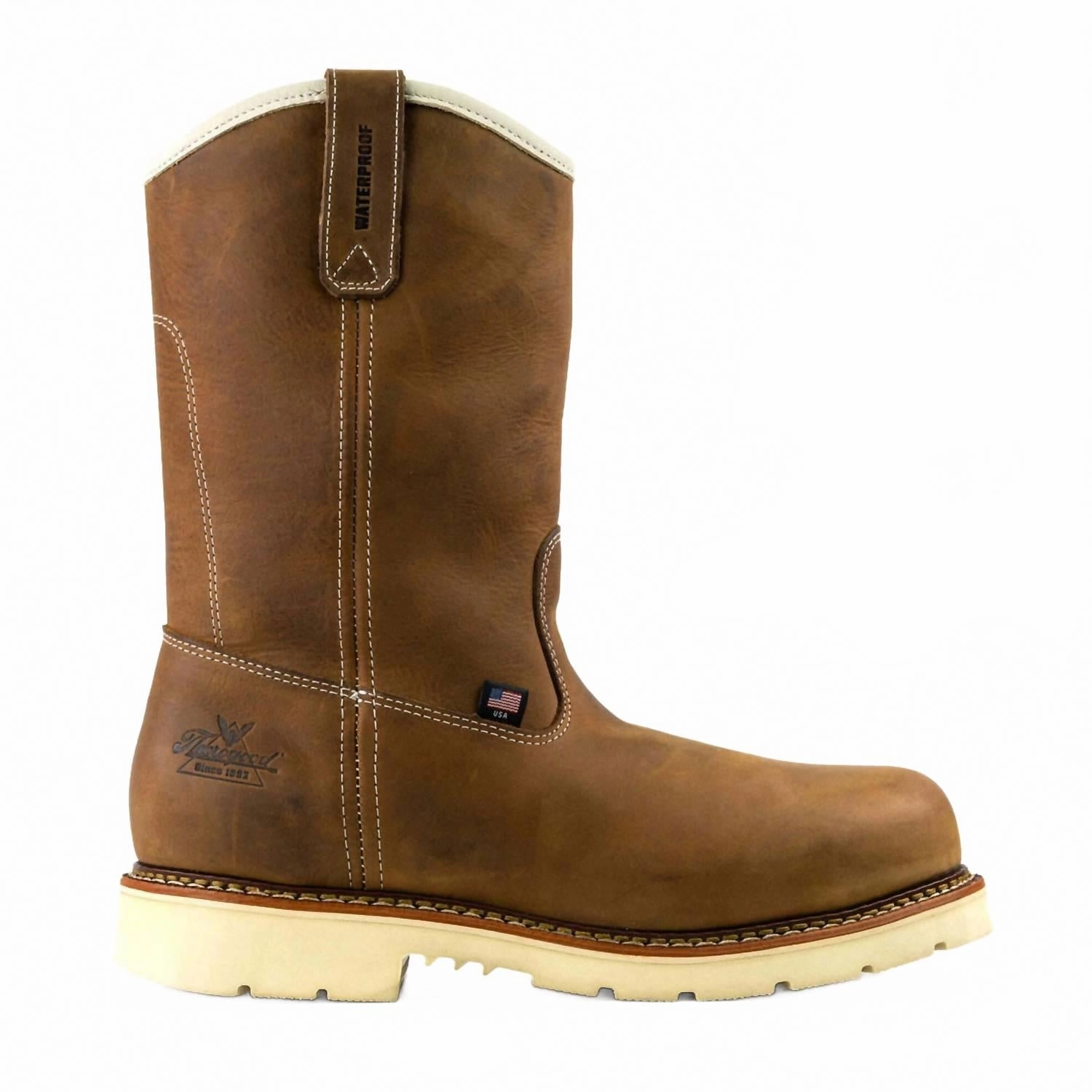 Rough Path foldable Men's American Heritage Steel Toe Pull On Boots In Crazyhorse