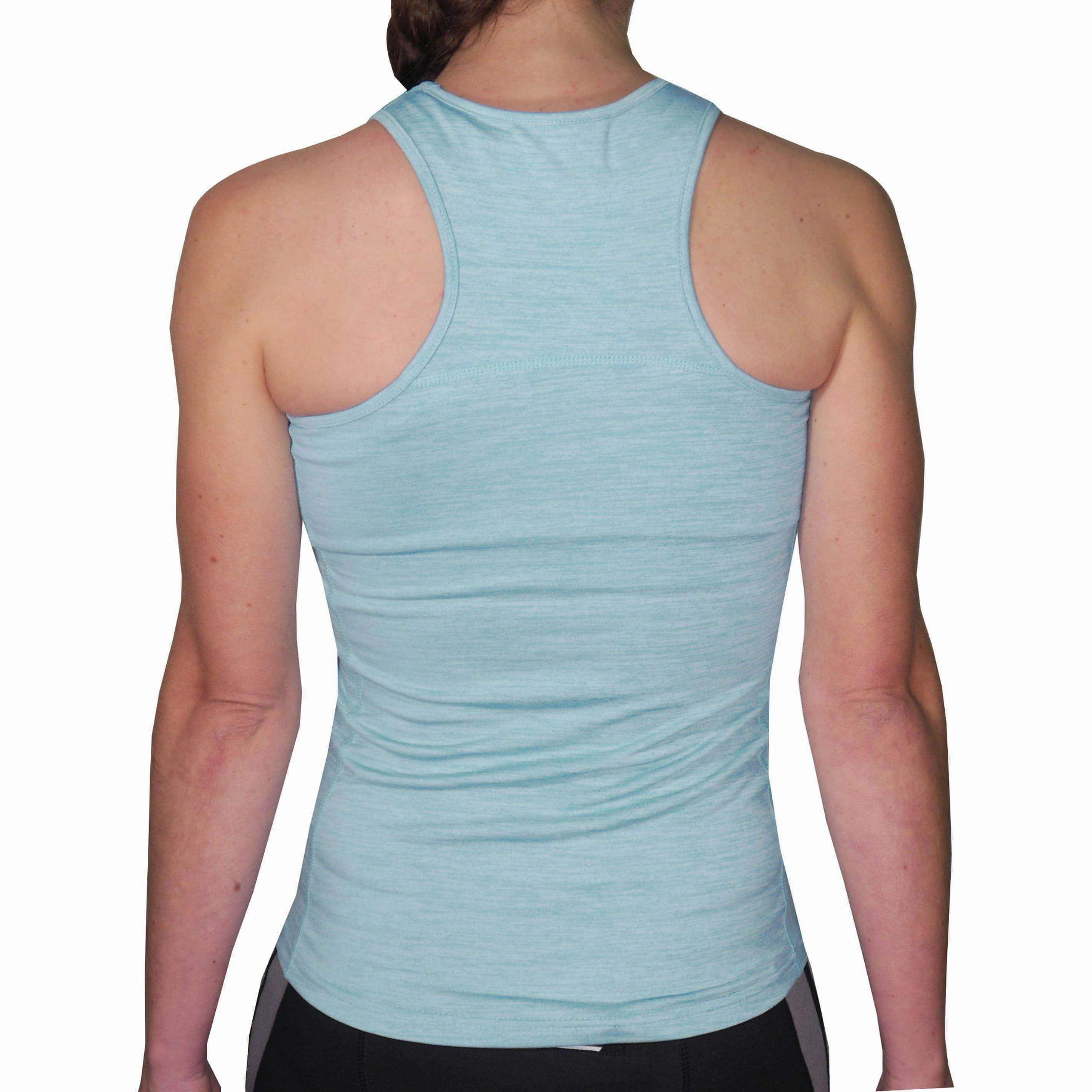 More Mile Heather Girls Training Vest Tank Top - Blue Shallow warm in cold