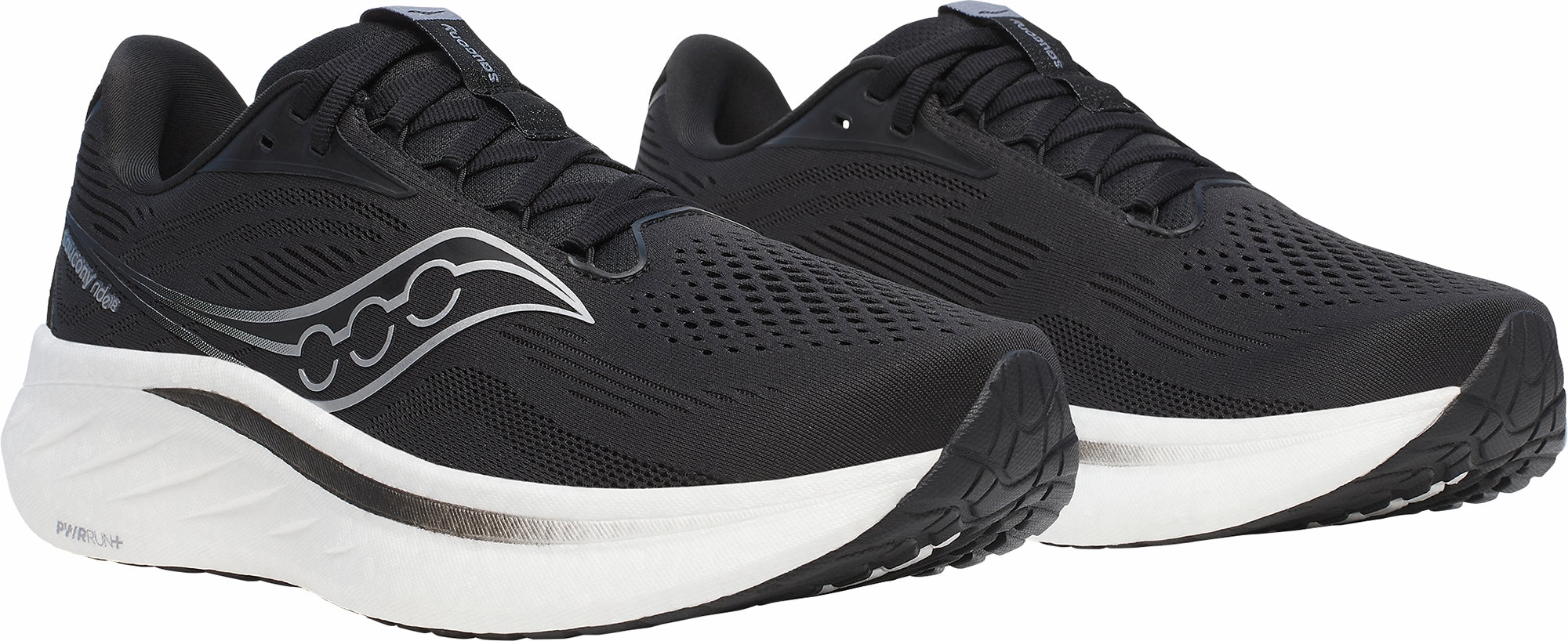 Saucony Ride 18 WIDE FIT Mens Running Shoes - Black optimize running form practical - elegance