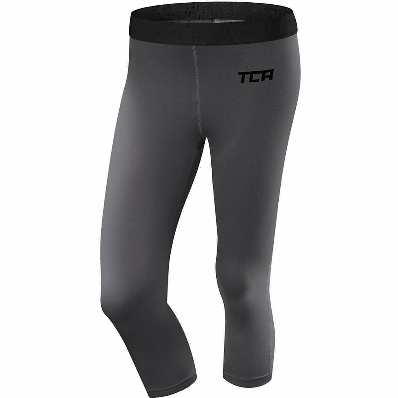 Pro Athlete Breathable Fabric TCA Pro Performance Endurance Womens 3/4 Capri Running Tights - Grey