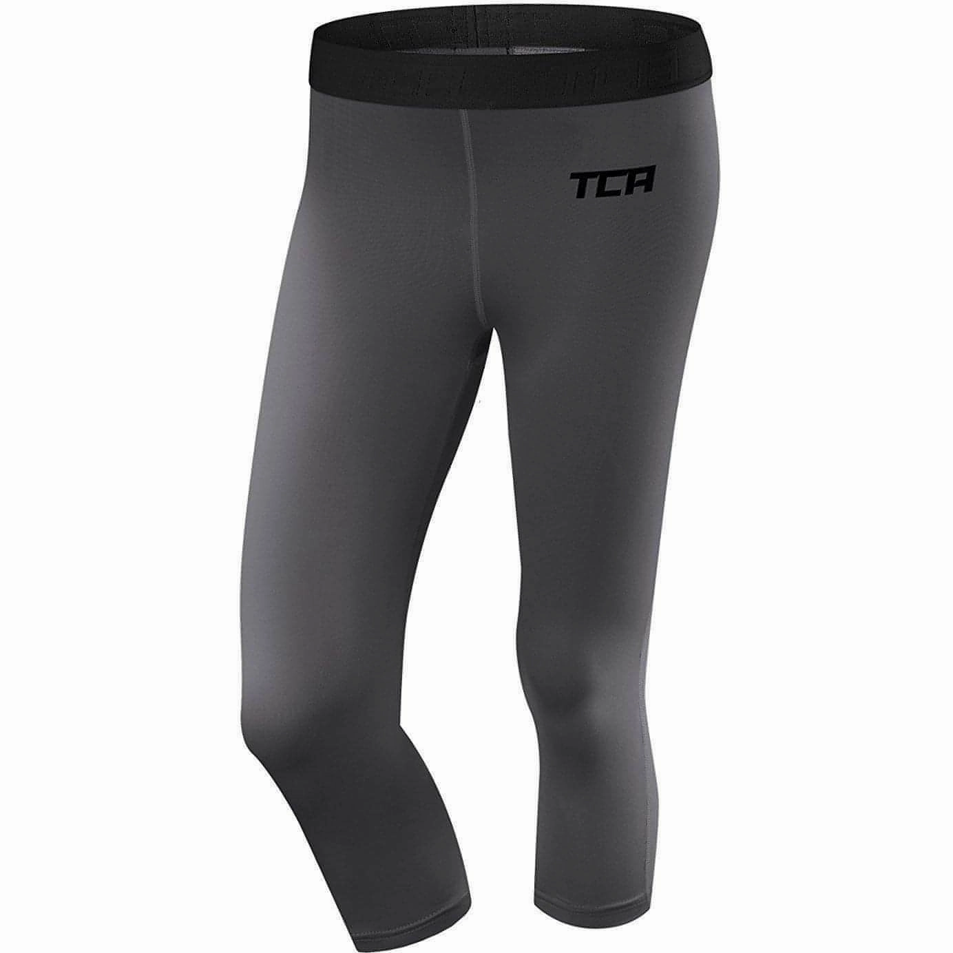 TCA Pro Performance Endurance Womens 3/4 Capri Running Tights - Grey Casual Wearer Seamless Design