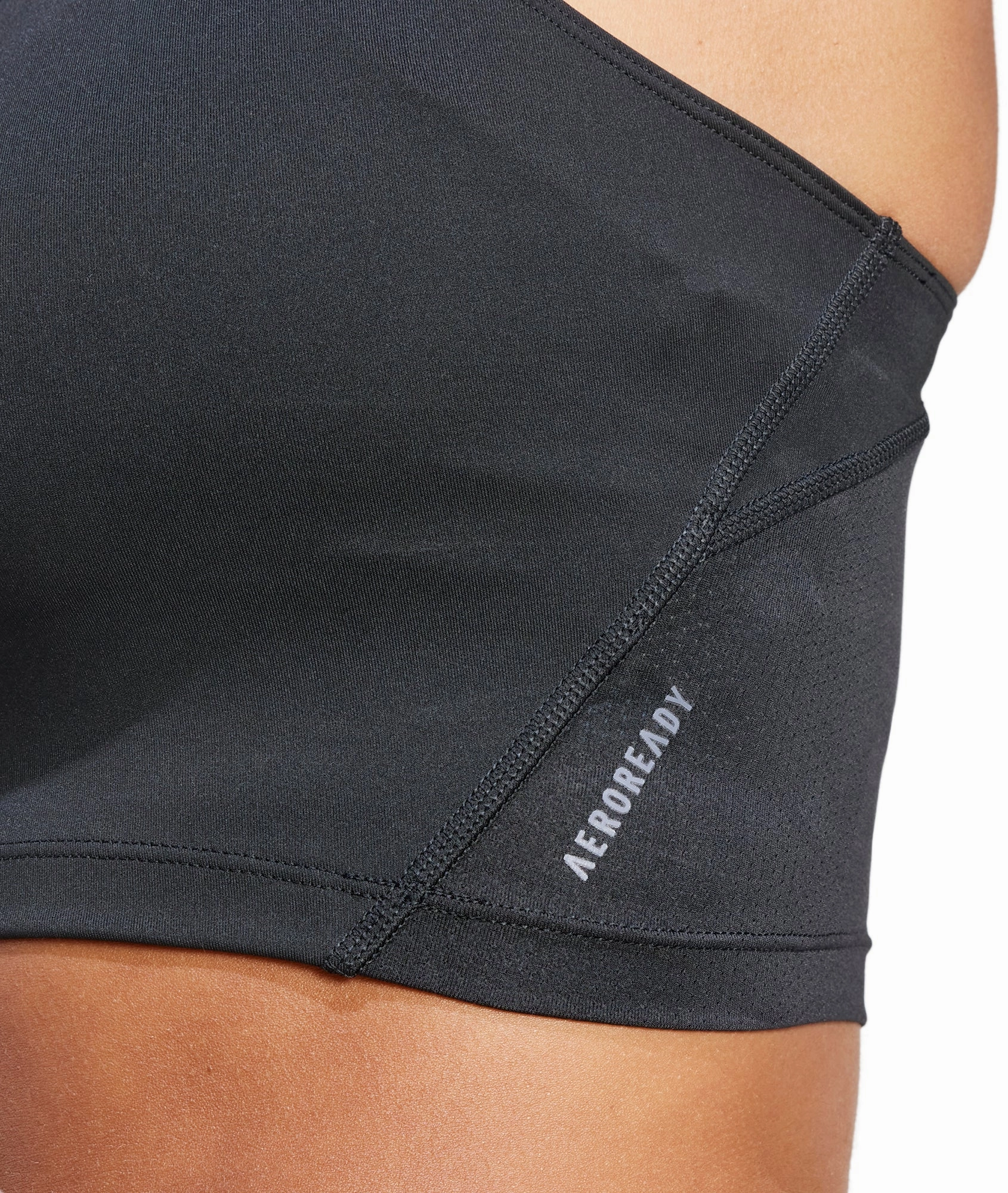 adidas Adizero Essentials Womens Running Crop Top - Black Option Secure Storage Pockets