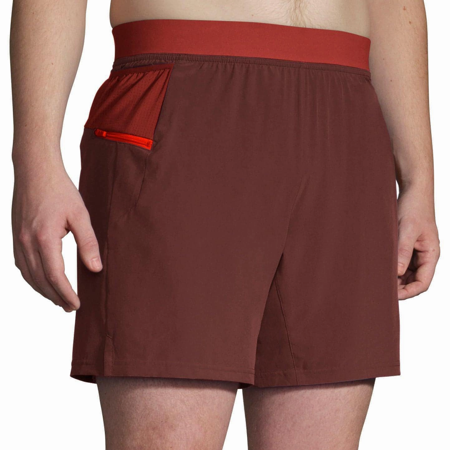 Brooks Sherpa 7 Inch 2 in 1 Mens Running Shorts - Red Animal Print Chill Vibes