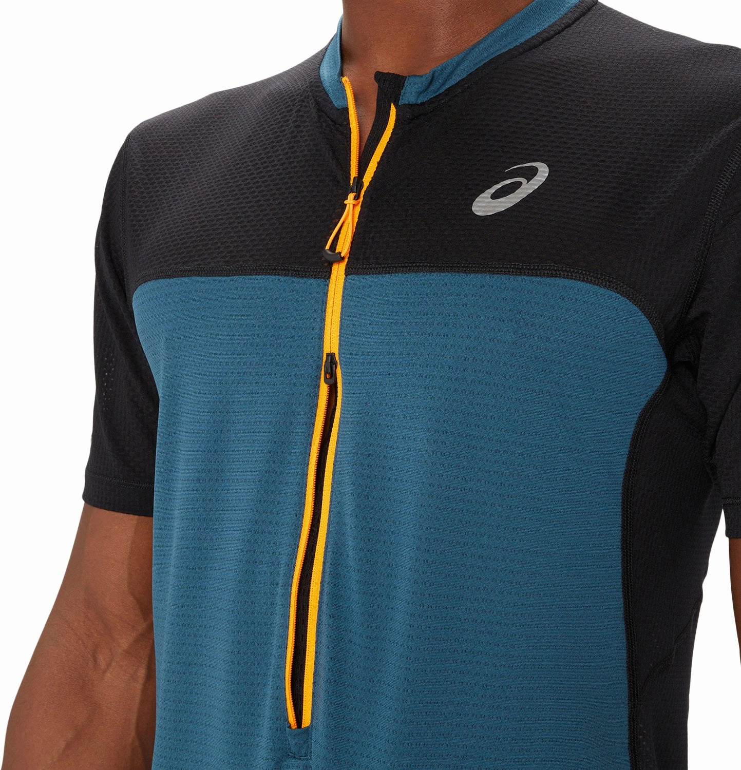 Asics FujiTrail Half Zip Short Sleeve Mens Running Top - Blue City Smart Look