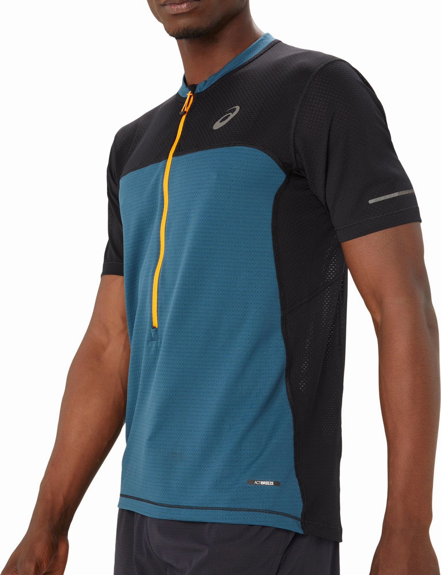 Asics FujiTrail Half Zip Short Sleeve Mens Running Top - Blue Sporty Style Wear TearResistant Fabric