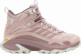 advanced features running in unknown tracks shoes Merrell Moab Speed 2 Mid GORE-TEX Womens Walking Boots - Pink