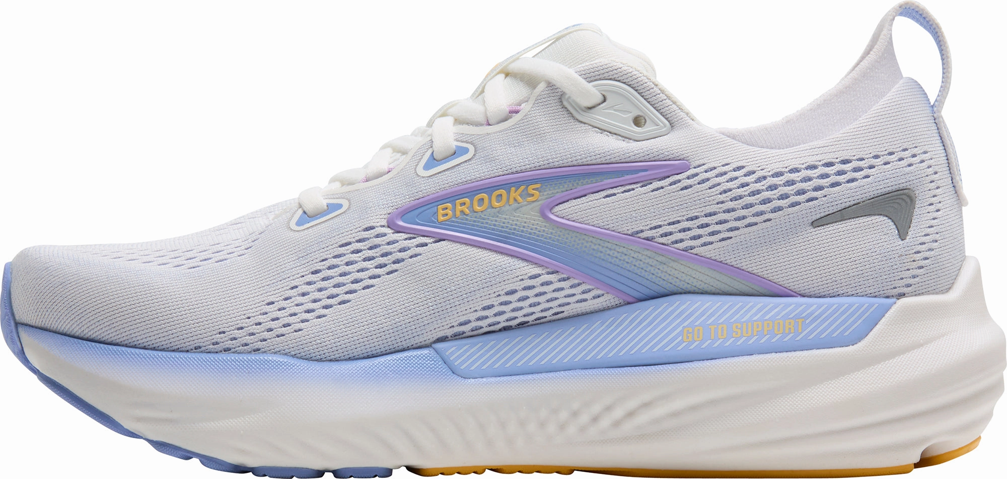 Brooks Glycerin GTS 22 Womens Running Shoes - White Lightweight EVA Foam Lateral Stabilizer Bridge