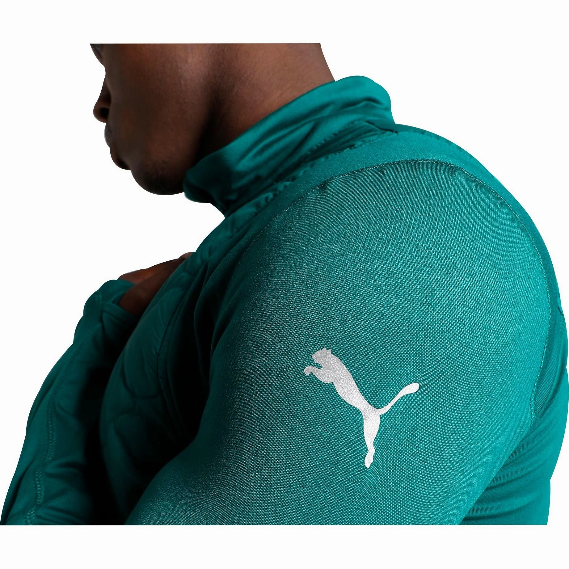 Performance Fit Puma Cloudspun WRMBL Mens Running Jacket - Green