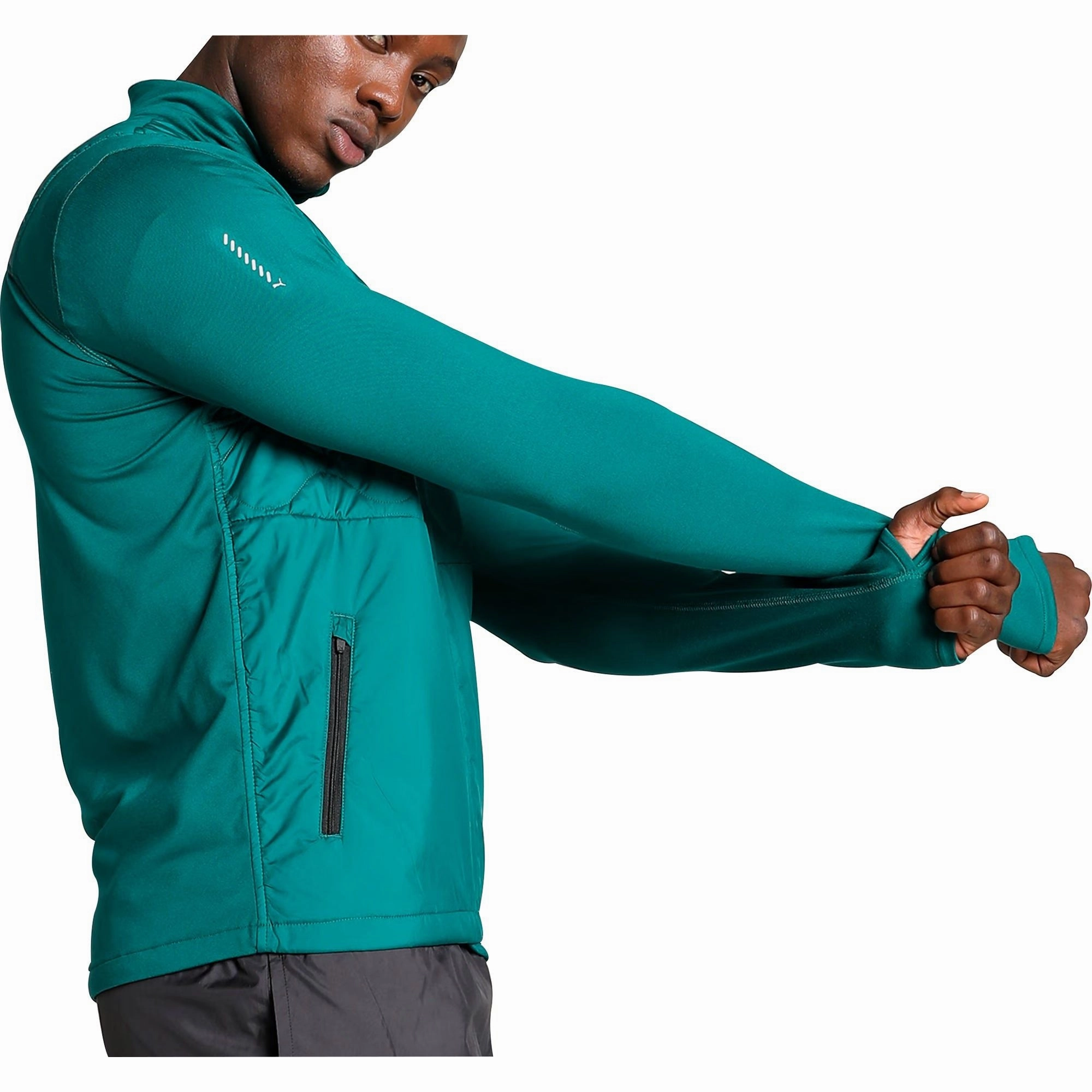 PaddedShoulders Puma Cloudspun WRMBL Mens Running Jacket - Green