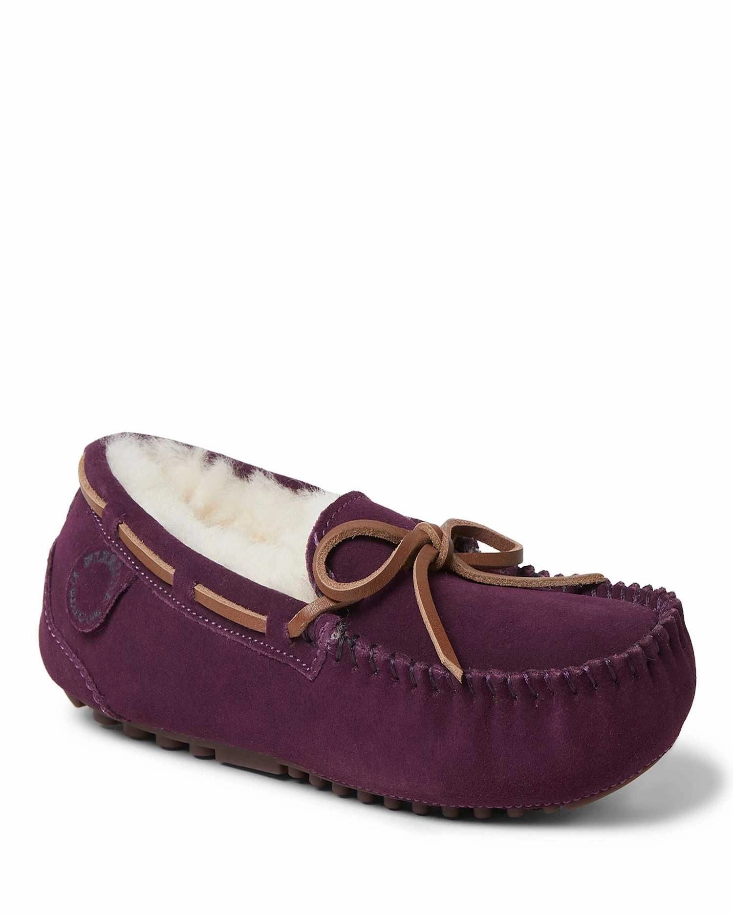 Shockproof Fireside By Dearfoams Women's Victoria Genuine Shearling Moccasin Slipper
