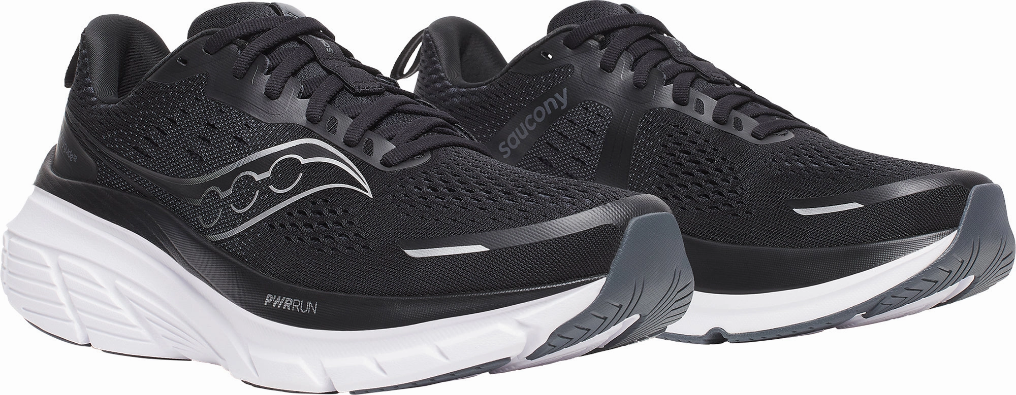 Dual Density Collar Padding Compression Zones Saucony Guide 18 WIDE FIT Mens Running Shoes - Black