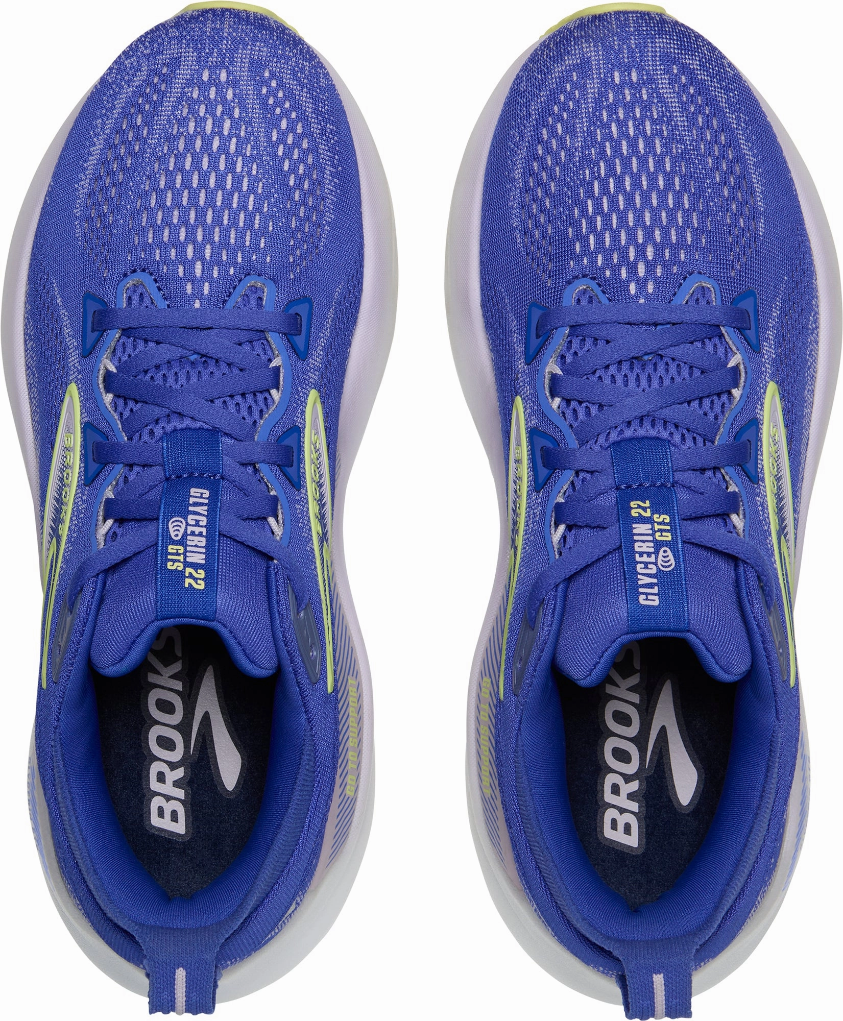 Brooks Glycerin GTS 22 Womens Running Shoes - Blue Lockdown Lace Loop running in flat terrain shoes