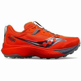 running in a bascule bridge area shoes Rollbar Stability Saucony Endorphin Edge Mens Trail Running Shoes - Red