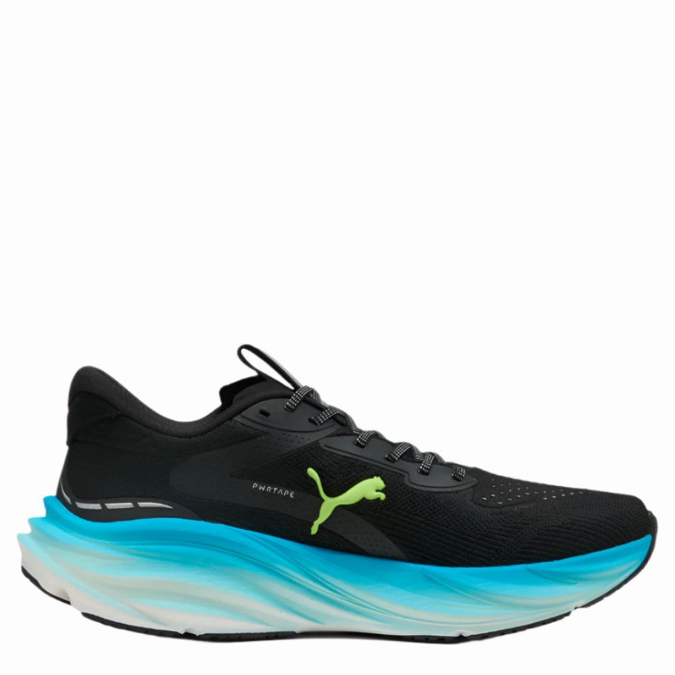 cool shoes PUMA Men's Magnify NITRO 3 Running Shoes in PUMA Black/Speed Blue AW25