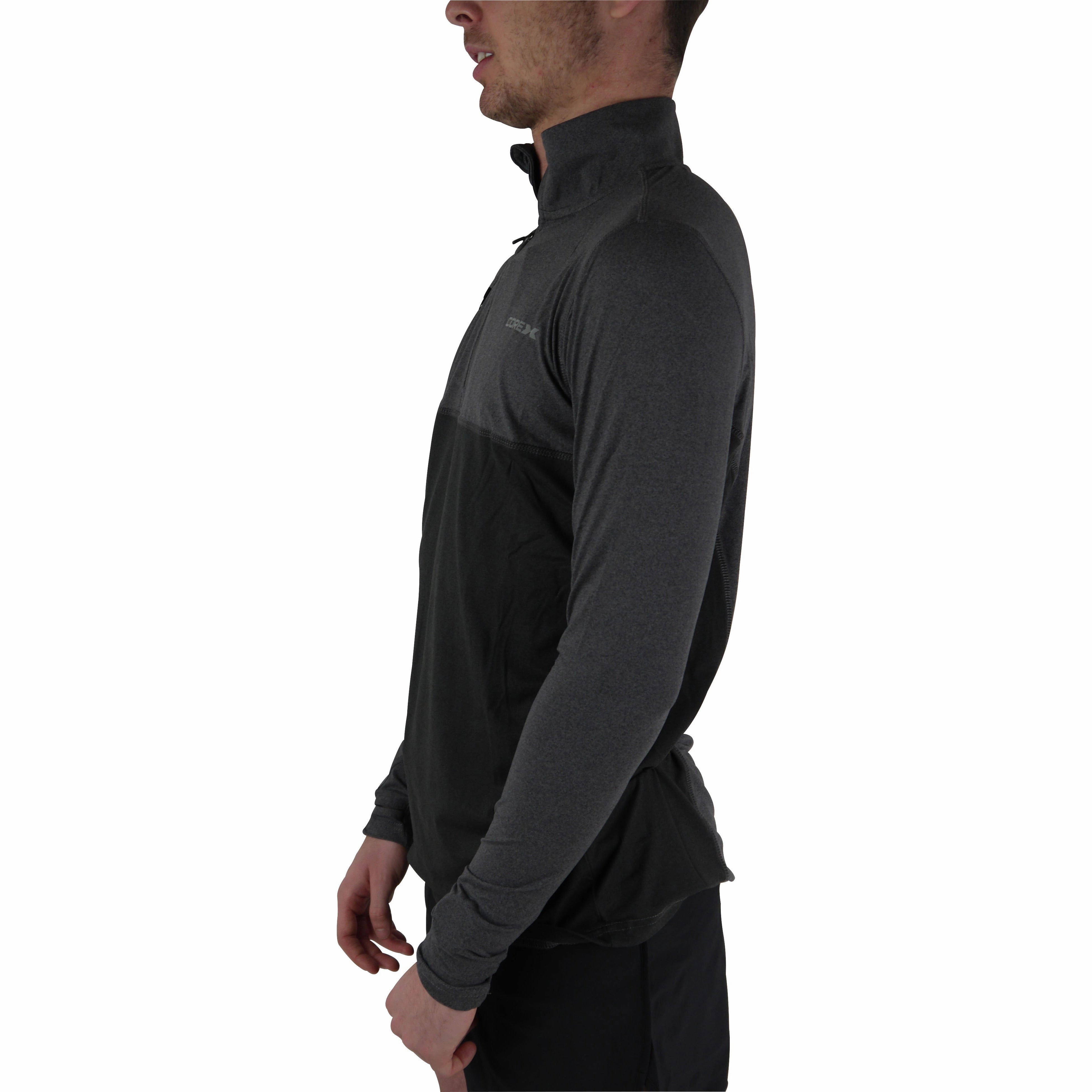 Study room CoreX Fitness Half Zip Long Sleeve Mens Running Top - Grey