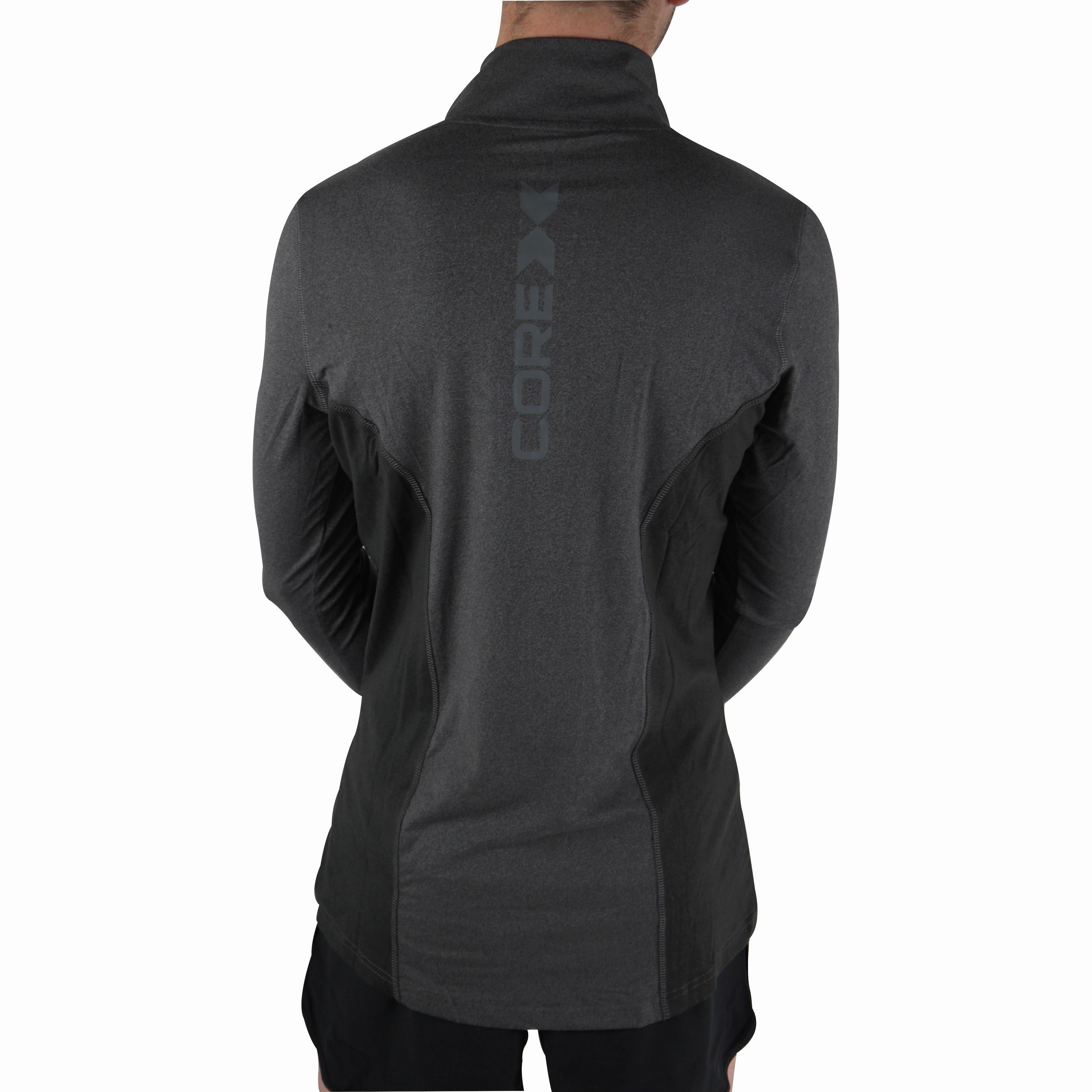 Beverage Classic lover CoreX Fitness Half Zip Long Sleeve Mens Running Top - Grey