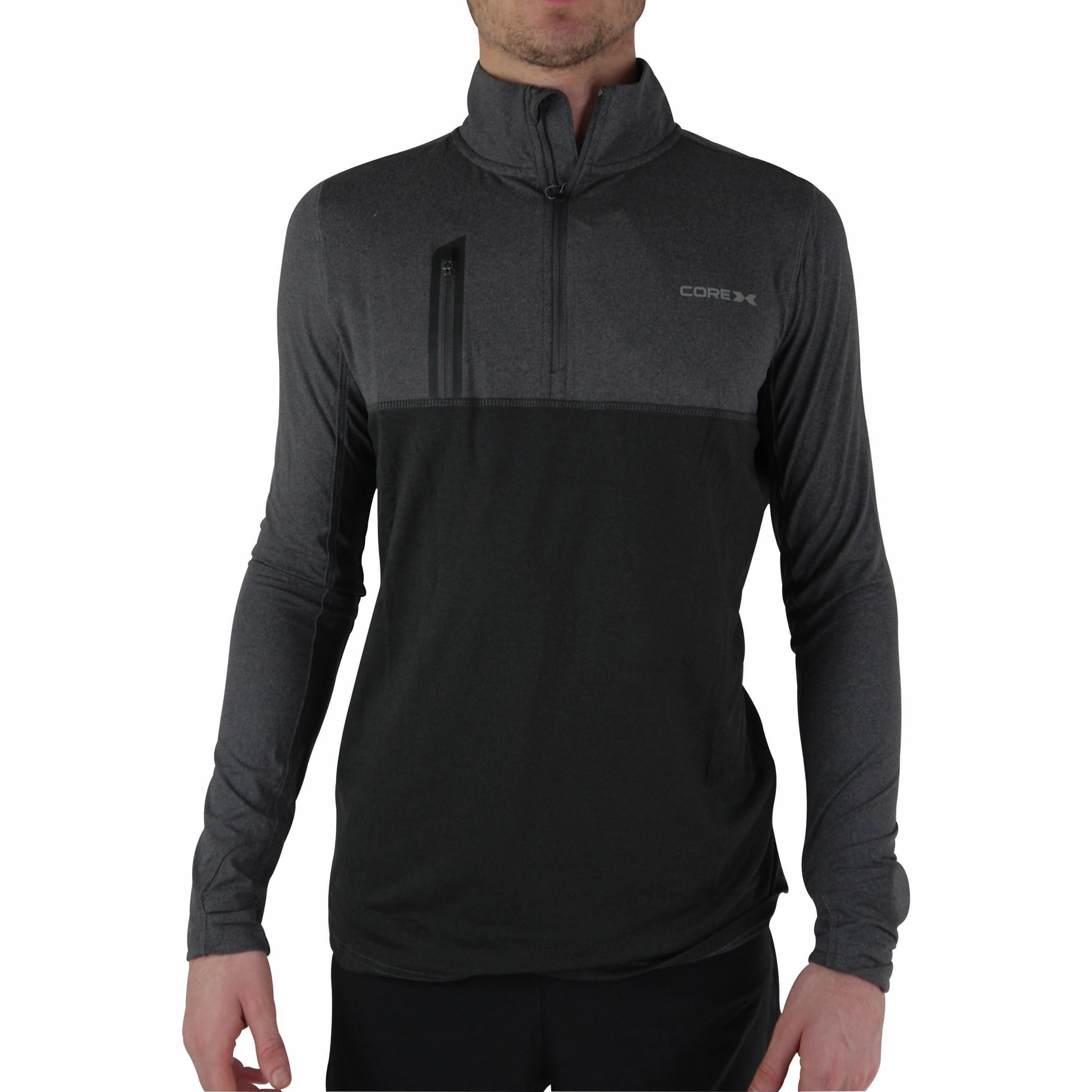 CoreX Fitness Half Zip Long Sleeve Mens Running Top - Grey Multicolored