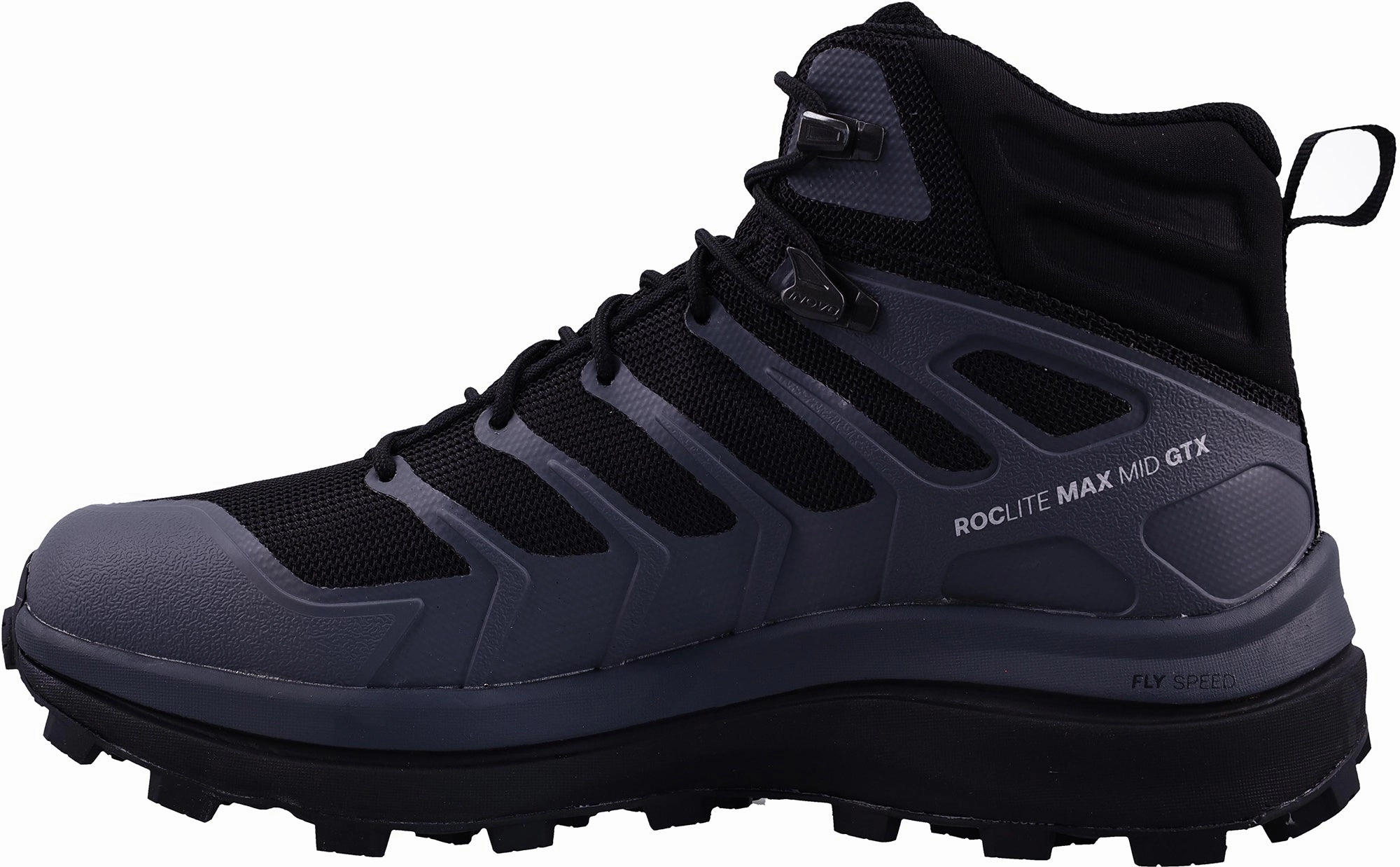 Bounce Back Lateral Stability Wings Inov8 Roclite Max Mid GORE-TEX WIDE FIT Mens Walking Boots - Black