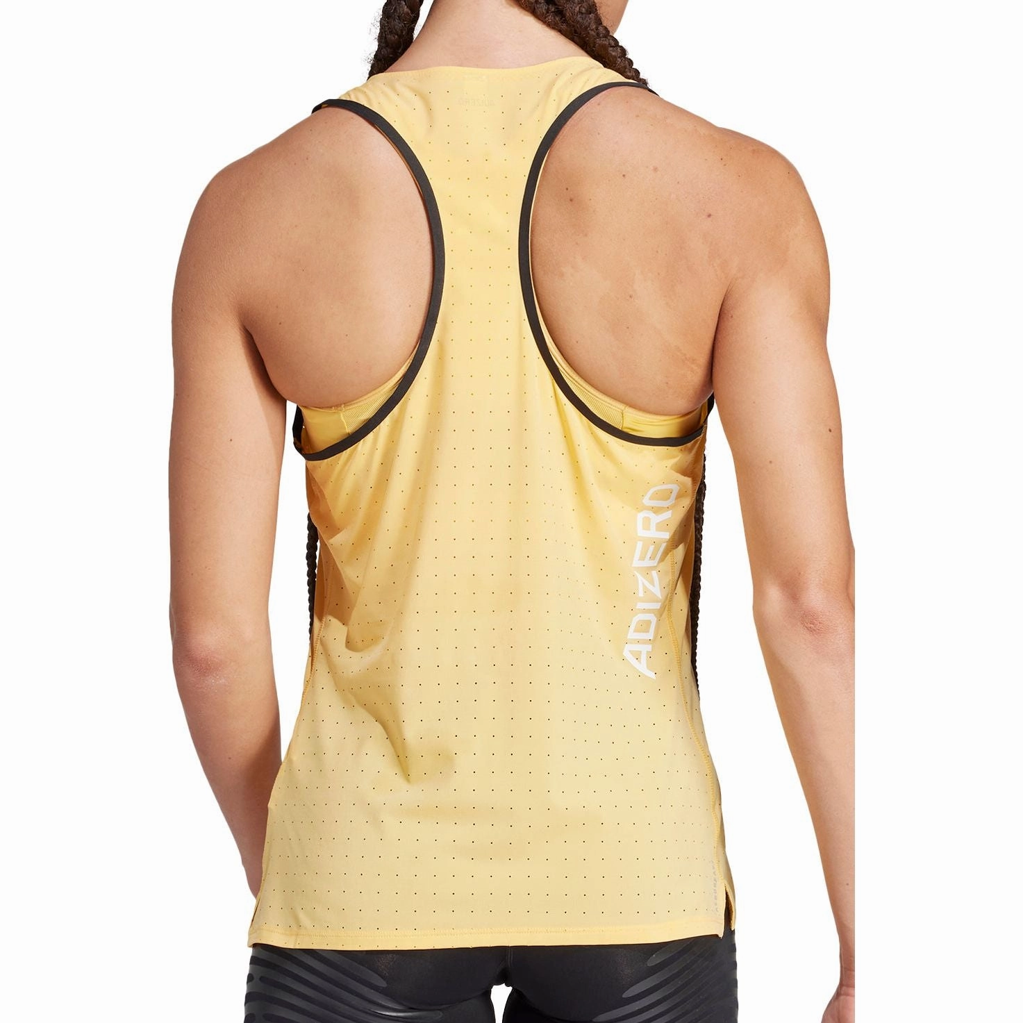 adidas Adizero Womens Running Vest Tank Top - Yellow wrinkle - resistant clothing Compression Fit Construction