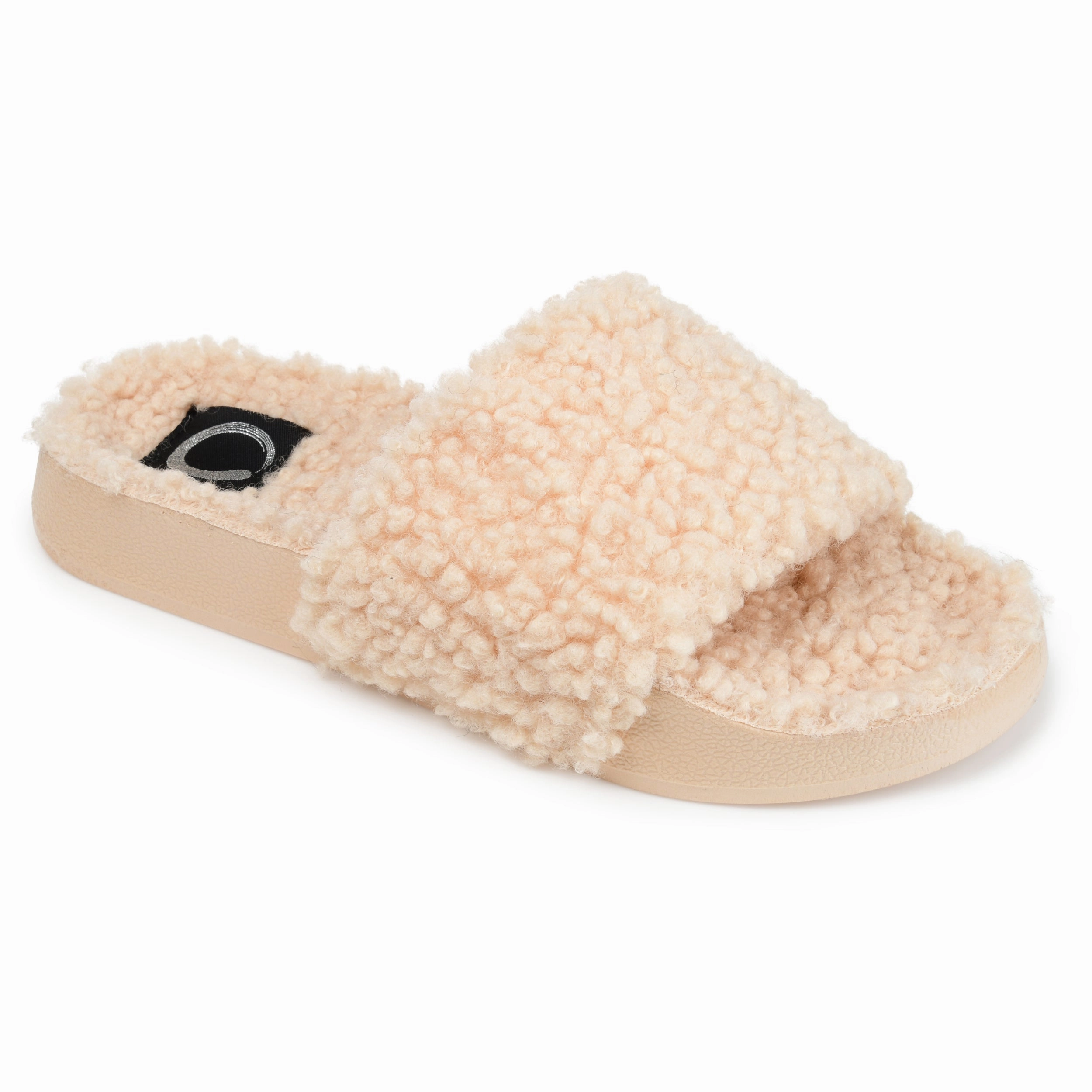 Journee Collection Women's Faux Fur Haimi Slipper Anti mold Heel Strap