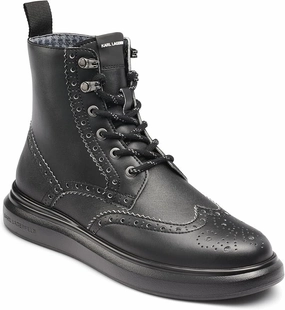 Karl Lagerfeld Paris LF2S3008 Combat Men  Black Leather Wingtip Boots ZPO3805 Day Wear Leather Lining