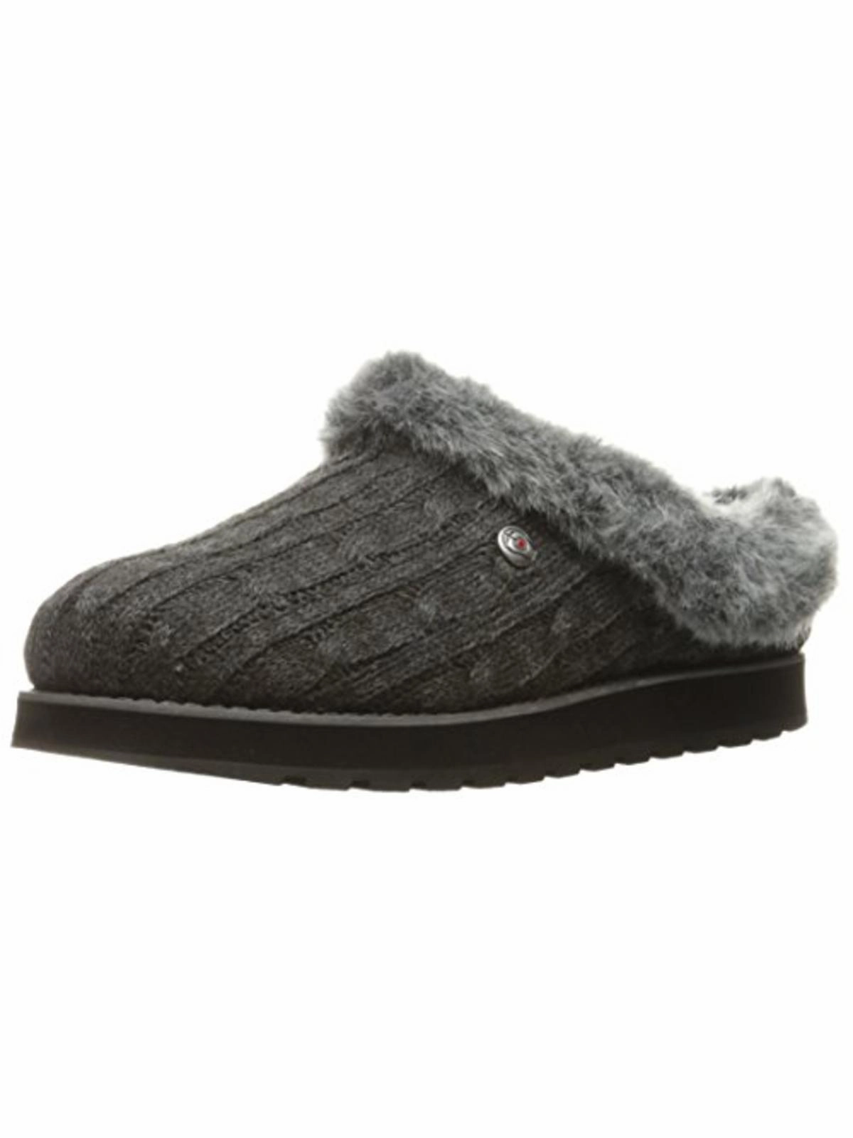 Keepsakes Ice Angel Womens Cable Knit Faux Fur Clog Slippers Anti   Bacterial FlexGrooves