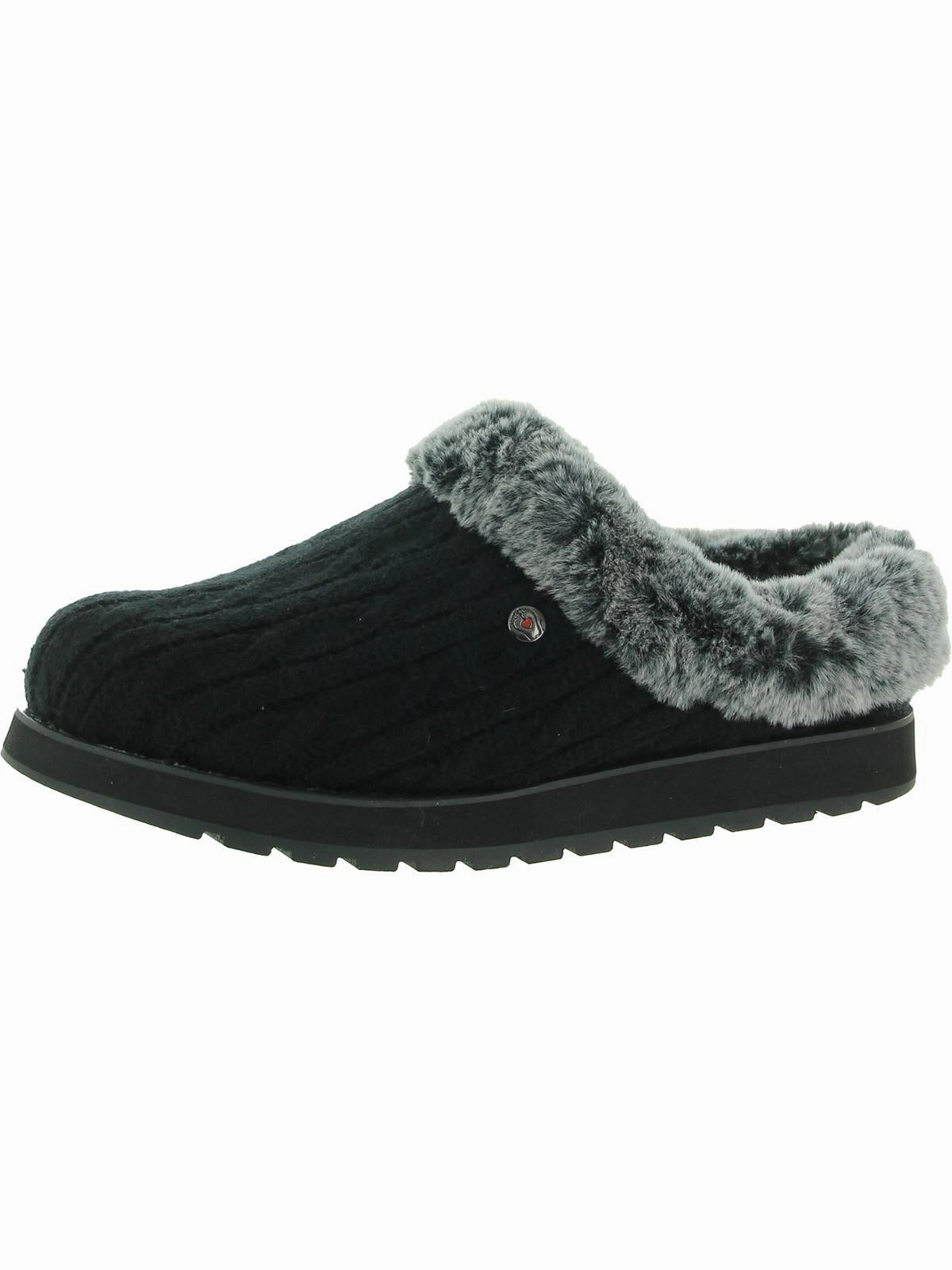 Comfort footbed Keepsakes Ice Angel Womens Cable Knit Faux Fur Clog Slippers