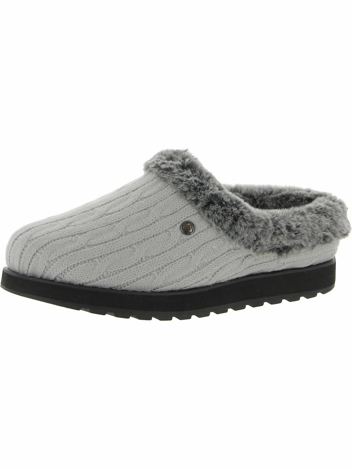 Keepsakes Ice Angel Womens Cable Knit Faux Fur Clog Slippers Easygoing Fit All Purpose