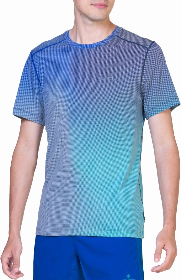 Ronhill Tech Golden Hour Short Sleeve Mens Running Top - Blue NonIrritating Fabric Breathable Yarn Composition