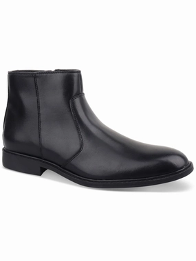 LIAM Mens Faux Leather Side Zipper Chelsea Boots Rain Ready Reinforced Form Weekend Camping