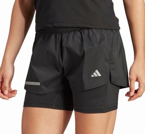 adidas Ultimate 2 In 1 Womens Running Shorts - Black Stylish Look