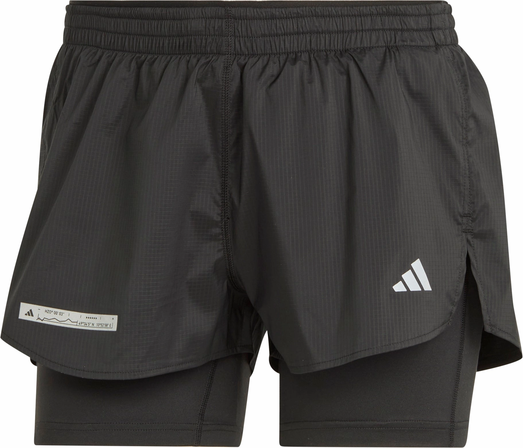 Light Coverage Active Design adidas Ultimate 2 In 1 Womens Running Shorts - Black