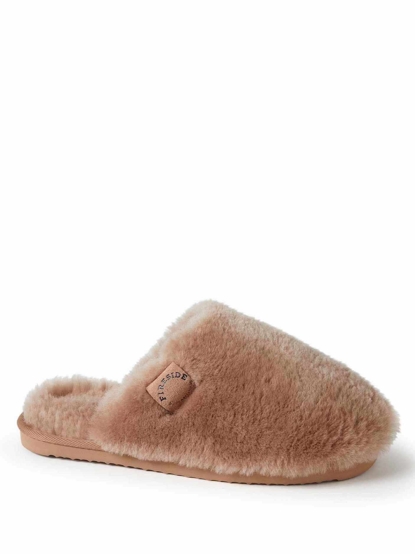 Fireside By Dearfoams Women's Shelly Beach Genuine Shearling Fuzzy Scuff Slipper Ultimate Comfort Impact Diffusing Structure