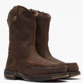 Oil-Resistant Men's Athens Pull On Work Boot - Wide In Dark Brown