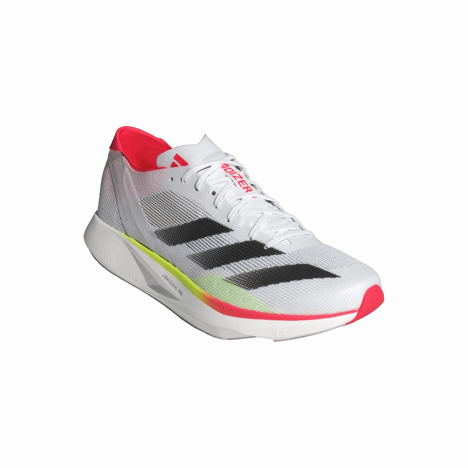 Adidas Men's Adizero Takumi Sen 10 Running Shoes in Cloud White/Core Black/Lucid Red SS25 running for health shoes Breathability