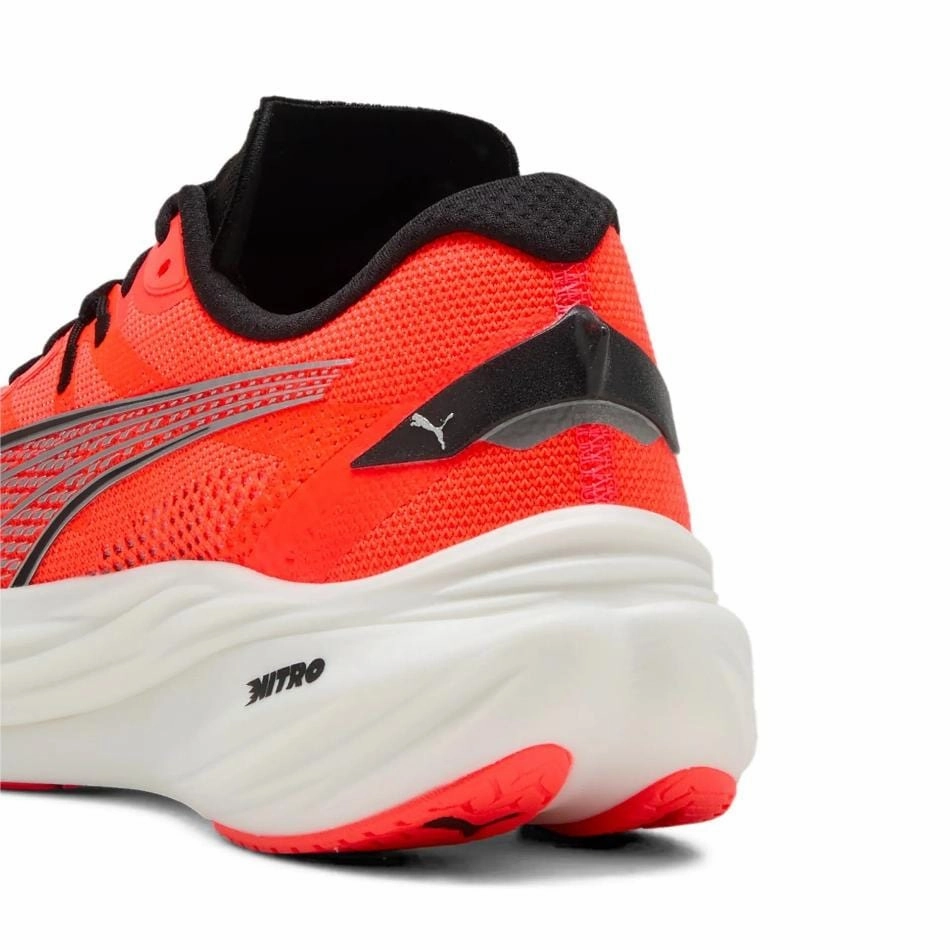 Suede Trim Lightweight Cushioning System Puma Men's Deviate NITRO 3 Running Shoes in Glowing Red/PUMA Black SS25