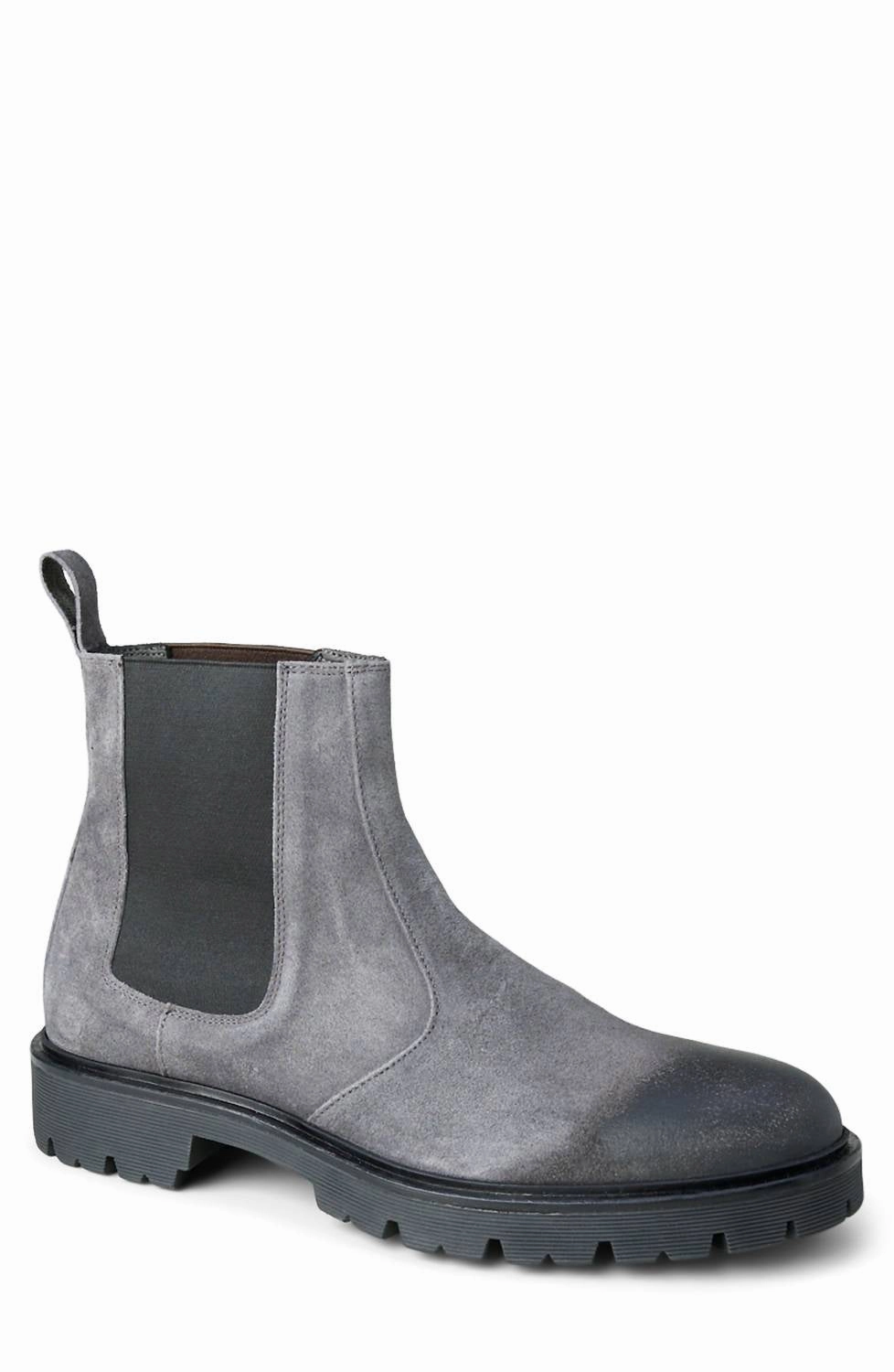 Quick   Dry Mixed Textures Men's Modern City Chelsea Suede Leather Boots In Gray Charcoal