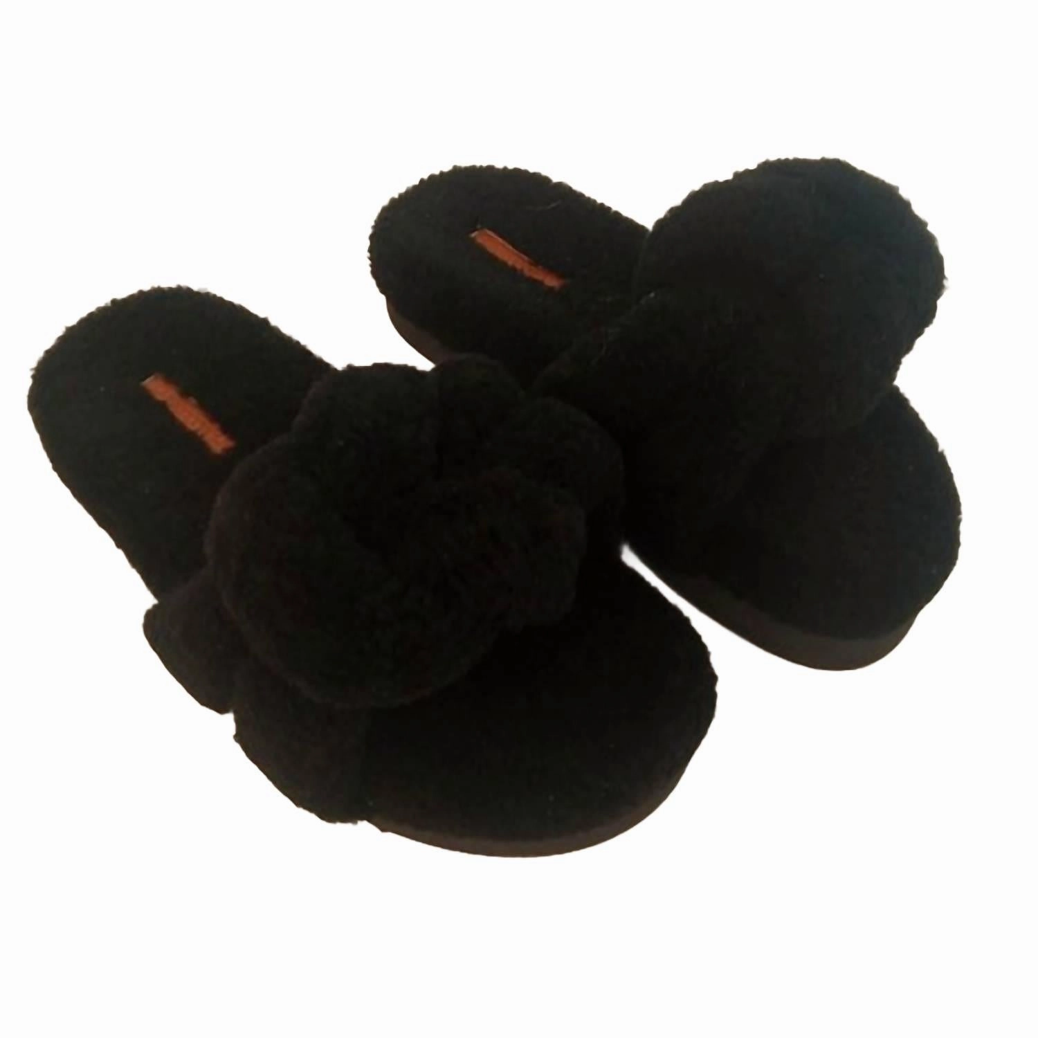 Easy Wear Footwear Women's Wedged Mule Shearling Slide Sandals In Black