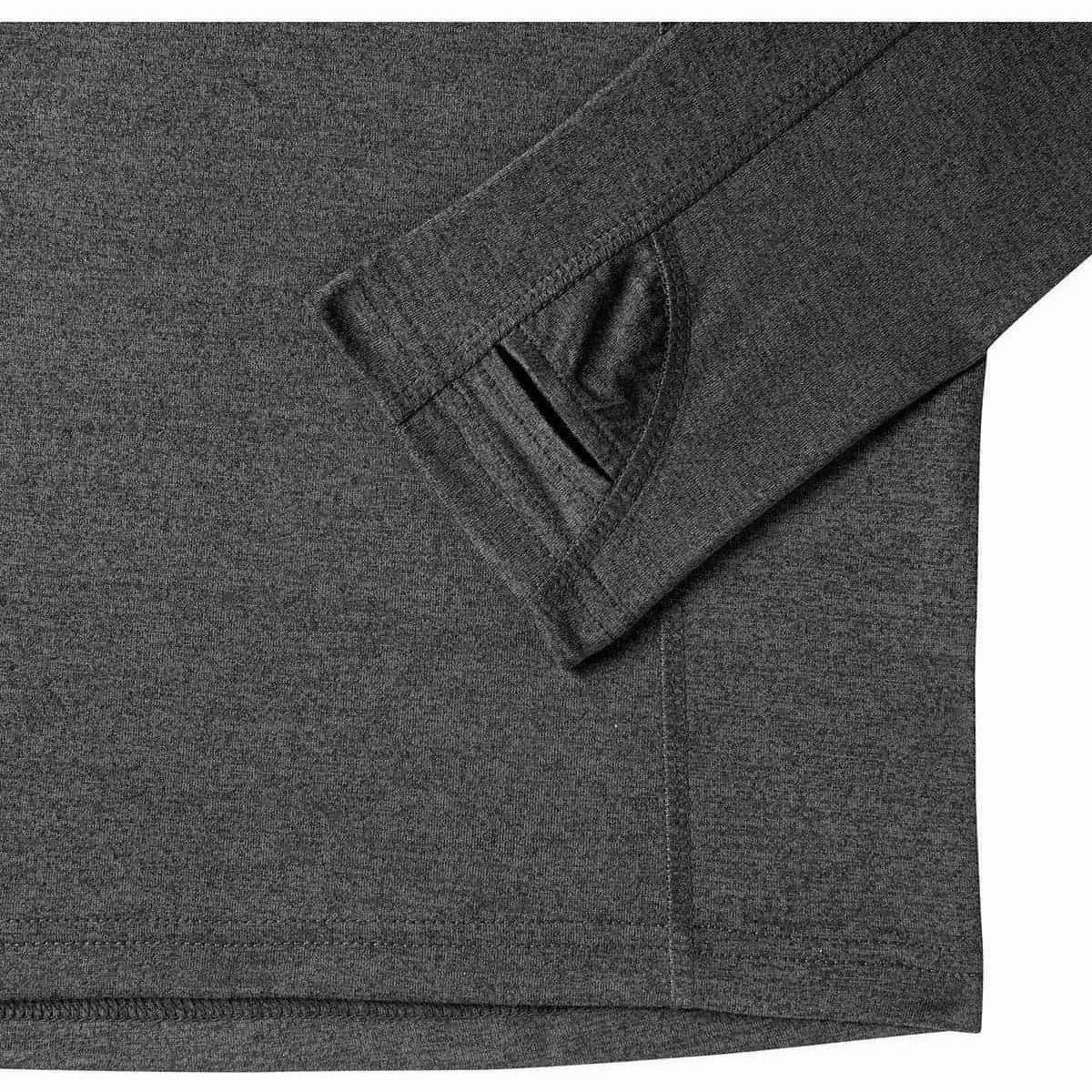 More Mile Core Half Zip Long Sleeve Mens Running Top - Grey Gloved ribbed