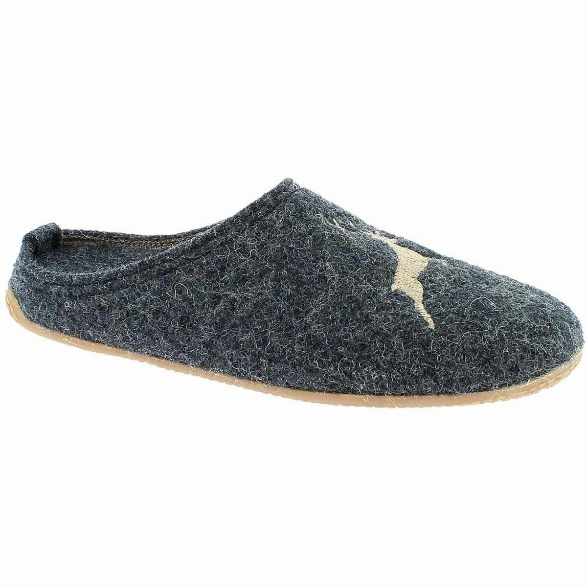 Living Kitzb?.25hel Slippers Womens  Black Deer Wool Slip On Round Toe JOBB1989 removable insoles Comfort Insoles