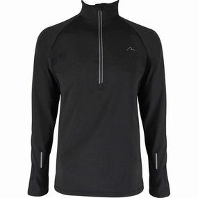 More Mile Alaska Half Zip Long Sleeve Mens Running Top - Black Machine Washable Construction Closet