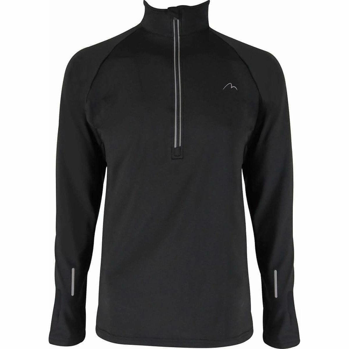 More Mile Alaska Half Zip Long Sleeve Mens Running Top - Black Teens Piped